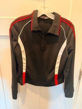 Jack Smith Black Red White Quarter Zip Golf Athletic Top Size M